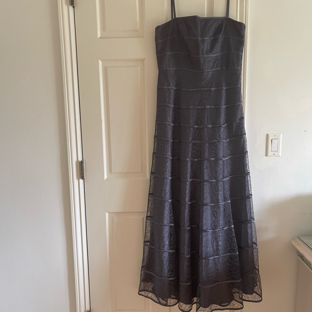 JS Collections Black Ruffled Tiered Gown